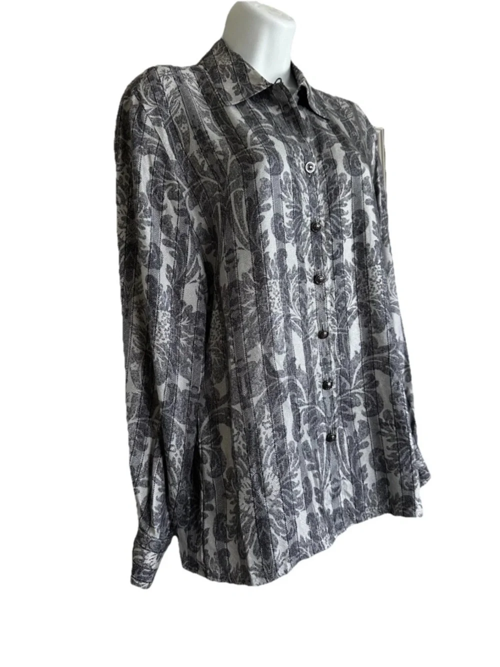 Escada Margaretha Ley Women’s Silk Blouse Paisley Print Button Front Sz 38 US-M - Picture 2 of 9